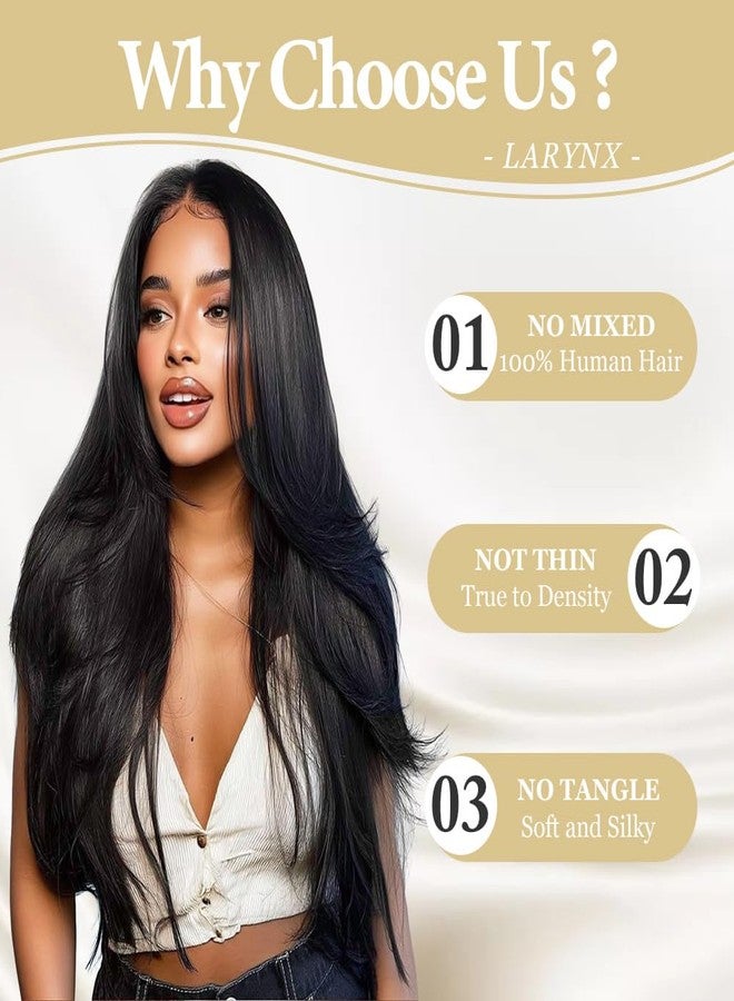 LARYNX 28 Inch Straight Wigs Human Hair 13x4 HD Lace Front Wigs Real 100% Human Hair Wig True 180% Density Pre Plucked Glueless Wig For Women - Image 2